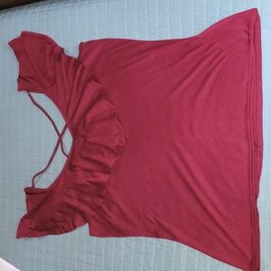 X-Large burgundy ruffle top